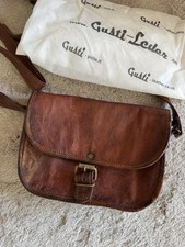 Gusti Leder Tasche Umhängetasche Braun Gold Damen unisex Echtleder