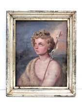 JOHANNESKNABE Ölgemälde SIGNIERT B. Diesch-Hahn 19. Jh JUNGE antik Lamm Gottes