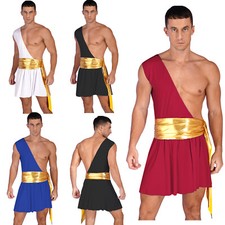 DE Herren Gladiator Kostüm Ein-Schulter Harness mit Römisch Rock Toga Kostüm