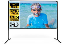 Beamer Leinwand mit Ständer, 100 Zoll Outdoor Kinoleinwand, Rahmen für Heimkino