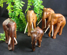 5 Holz Elefanten