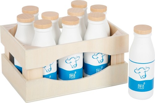 Kaufladen milchkiste set holz - kaufladen, milchkiste-set