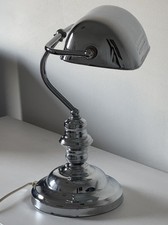 Vintage Chrom Bankers Lampe -