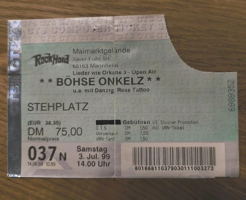 Böhse onkelz konzert ticket - böhse,
