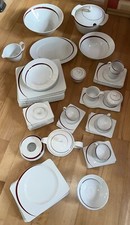 Seltmann Weiden Bossa Nova 54-teilig großes Service Geschirr Roter Rand Eckig 1a