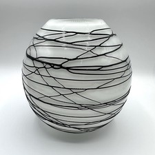 Vase Kugelvase Glas Fadenauflage Faden Handgefertigt Glaskunst