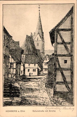 Feder gruss aus homberg ohm - ak,