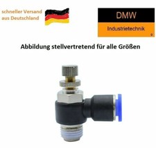 IQS Pneumatik Drosselventil Winkel M5 M6 R1/8" R1/4" Gewinde 4 6 8 mm nach Wahl