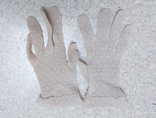Mesh gloves beige 60s vintage - beige,