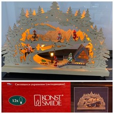 Konstsmide - 100 LED-Holzsilhouette Weihnacht-Ski-Szene " 43 cm breit TOP 