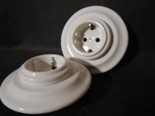 Steckdose Porzellan kein Bakelit Schuko Unterputz weiß Schalter