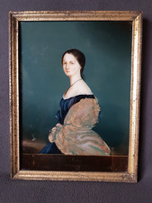 Antik Hinterglasbild Portrait