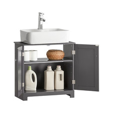 B-waren Waschbeckenunterschrank Badschrank Badmöbel dunkelgrau BZR18-DG-bwaren