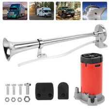 Fanfare Hupe Druckluft Horn Nebelhorn Chrom mit Kompressor 12V PKW LKW Bus Auto~