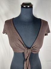 NEU, AMISU, BRAUNE BOLERO JACKE ZUM BINDEN, KURZARM SCHULTERJÄCKCHEN, GR 36-S