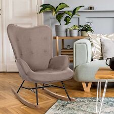 moderner Schaukelstuhl Stoffbezug taupe Relaxsessel Schaukelsessel design NEU