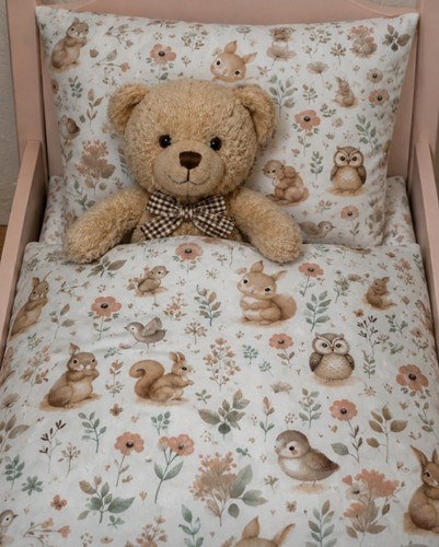 Puppenbettwäsche waldtierset - puppenbettwäsche,