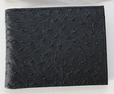 Herren Geldbeutel Portemonnaie Geldbörse Brieftasche Schwarz Straußenleder Optik