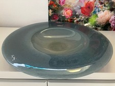 Henry Dean Schale unbenutzt Glas mittelgrau groß 44,2 cm handgefertigt