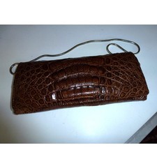 Clutch Handtasche Kroko Leder gepresst ca 22 x 9 cm mit Kette
