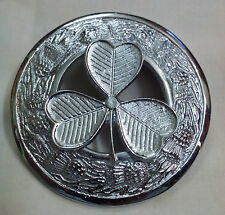 Neu Fly Plaid Brosche Groß Irisches Kleeblatt Silberpolitur 3 "/ & Pins