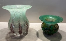 Art Deco 2 Schaumglas Vasen WMF grün