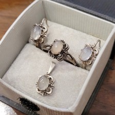 ⭐️ Wunderschönes altes russisches Schmuckset aus 875er Silber mit Mondstein 