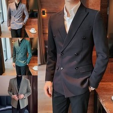 Business Blazer Zweireiher Blazer Einfarbig Blazer Normale Länge Blazer