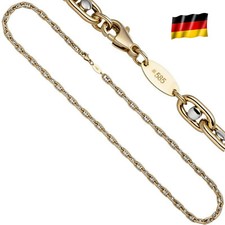 5mm Halskette 585 echt Gold 50 cm 19g Herren Schiffs-Ankerkette zweifarbig neu