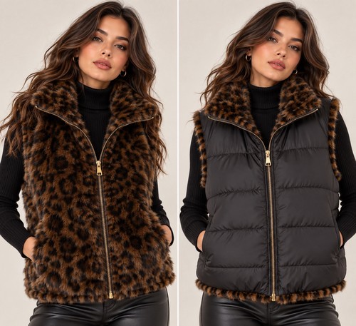 Damen wendeweste kunstfell leo - damen,