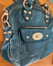 Damen Handtasche Umhängetasche Echtleder von L. Credi in Blaugrün