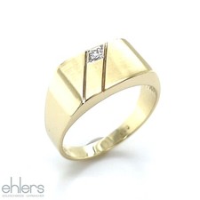 Herrenring 585er Gelbgold Diamant Siegel Brillant 0,03ct Mann 14kt maskulin 1584