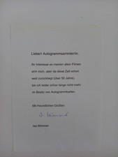 Isa Wimmer -  - original Autogramm - ca. 21x15,6cm - Schriftstück