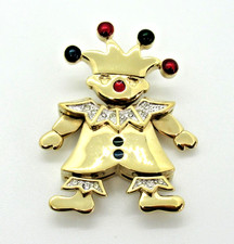 TOP Designer Harlekin Anhänger PIERRE LANG Clown Karneval vergoldet Vintage Wien