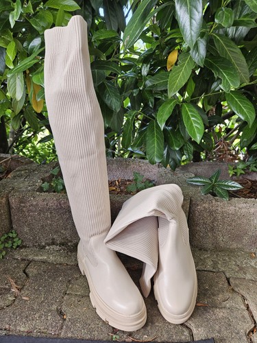 Overknee stiefel beige - overknee,