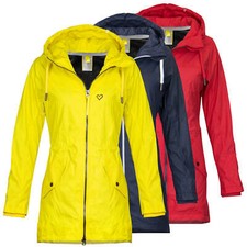 ALIFE AND KICKIN Damen Regenmantel Jacke Parka große Kapuze mit Schirm Kordeln