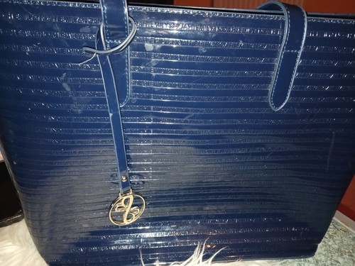Damenhandtasche blau glänzend