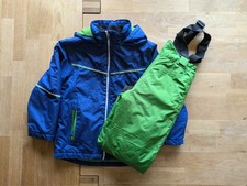 pocopiano Kinder Skianzug Größe: 128 Hose + Jacke; Grün + Blau 