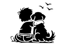 Schablone " Kind mit Hund1