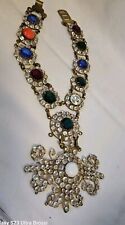 Antike XXL Halskette/Collier  Theaterschmuck Italien  Kristall Strass  Vintage
