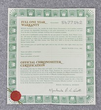 Rolex Blanko Zertifikat USA 1978 -- a09050