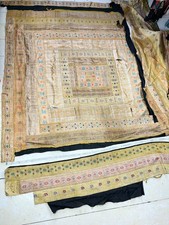 Orient Patchwork Brokat Gold indischer Stoff vintage Überdecke Decke 1,80x1,50m