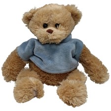 Bukowski Design Schlenker Teddybär mit blauem Oberteil, groß Kuscheltier 35cm Ge