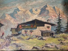Nr.113 Tiroler   Berglandschaft mit Bauernhof Tirol   Öl / 51,5x43 cm