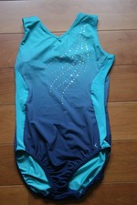 Decathlon Turnanzug Mädchen- blauer Farbverlauf Größe 158-164 mit Pailletten