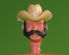 TIMPO TOYS   seltener Cowboy Kopf  Hut seltenes beige weiß - Haare schwarz