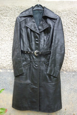 TOP  vintage echt leder mantel men's black leather coat oldtimer gothic matrix