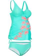 2- tlg Set Umstandstankini Gr. 36 Türkis Rot Bedruckt Damen Schwimmanzug Neu