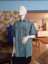 Hemd Vintage Mintgrün Seide 100% Fashion Affairs XL 42 43 Taschen Oversize