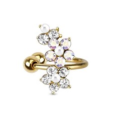 Ear-Cuff, Fake Ohrklemme aus Messing rhodiniert ,  in gold, mit Zirkonia